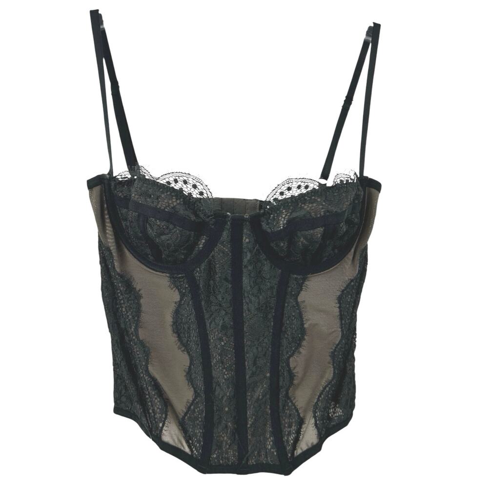 Out From Under Urban Outfitters Black Lace Corset Bustier Top S Y2K Goth